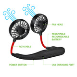 FANNECBK - Cellet Portable Hands-free USB Rechargeable Neck Fan with 3 Speed Control and 360 Degree Rotation, Personal Cooling Fan for Camping, Traveling, Amusement Parks, Concerts, sports and Other Outdoor/Indoor Activities - Black