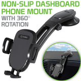 PHC82 - Dashboard Phone Mount, Universal Suction Cup Dashboard Phone Holder with 360 Degree Rotation, One Touch Arm release Button & Lock Lever Compatible to  iPhone 12 Pro Max, 12 / 12 Pro, 12 Mini, Samsung Galaxy S21 / S21 Plus, S21 Ultra & More