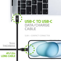 DCDC4BK - USB-C Charging Cable, 4ft. USB-C to USB-C Fast Charging and Data Sync Cable Compatible to ALL USB-C Device - Black