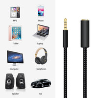 CNIPHONEBK - 6 Inch Gold Plated 3.5mm TRRS Male to Female Audio Adapter - Black