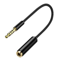 CNIPHONEBK - 6 Inch Gold Plated 3.5mm TRRS Male to Female Audio Adapter - Black