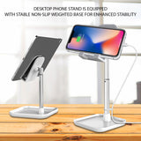 PH150SL - Adjustable Desktop Smartphone and Tablet Stand, Heavy Duty Adjustable Phone Stand with Mini Shelf, Non-Slip Rubberized Grips and Base Compatible to Smartphones, Tablets, iPads and Nintendo Switch – Silver