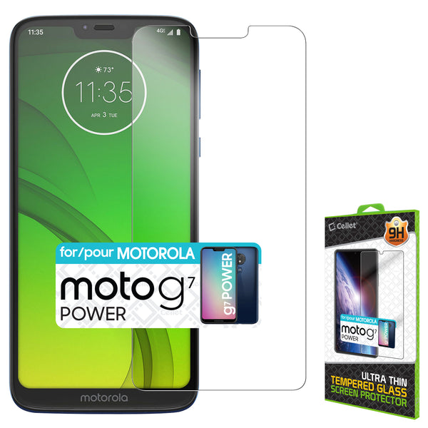 SGMOTG7PWR - Motorola Moto G7 Power Tempered Glass Screen Protector, Cellet 0.3mm Premium Tempered Glass Screen Protector for  Motorola Moto G7 Power (9H Hardness)