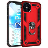 CCIPH12PIFRD - Cellet Heavy Duty iPhone 12 / 12 Pro Combo Case, Shockproof Case with Built in Ring, Kickstand and Magnet for Car Mounts Compatible to Apple iPhone 12 / 12 Pro – Red
