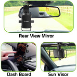 PHD280 - Multipurpose Spring Clip Phone Holder, Dashboard, Sun Visor & Rear View Mirror Clip Mount with Heavy Duty Spring Base, 360° Cradle Rotation Compatible to iPhone 12 Pro Max, 12 Pro, 12 Mini, Samsung Galaxy S21 / S21 Plus, S21 Ultra & More