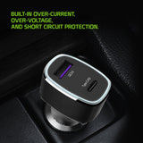 PCA48W - Cellet High Power 48W USB C & USB A Car Charger Adapter, QC 3.0 & PD Fast Charging for iPhone 15/14, Samsung Galaxy S24, iPad Pro, MacBooks, Dual Port Vehicle Lighter Plug