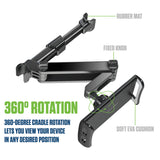 PH355BK -  Cellet Universal Car Headrest Mount for Tablets & Phones – 360° Rotating Back Seat Tablet Holder with Extendable Arm – Compatible with iPad Pro/Air/Mini, Samsung Galaxy Tab, iPhone & Kids Devices – Black