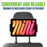 PH355BK -  Cellet Universal Car Headrest Mount for Tablets & Phones – 360° Rotating Back Seat Tablet Holder with Extendable Arm – Compatible with iPad Pro/Air/Mini, Samsung Galaxy Tab, iPhone & Kids Devices – Black