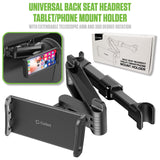 PH355BK -  Cellet Universal Car Headrest Mount for Tablets & Phones – 360° Rotating Back Seat Tablet Holder with Extendable Arm – Compatible with iPad Pro/Air/Mini, Samsung Galaxy Tab, iPhone & Kids Devices – Black