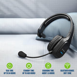 EBBOOMM100 - Cellet Overhead Boom Mic Wireless Headset with Noise Cancelling, Echo Reduction, USB-C Charging, 34H Talk Time, 30ft Range – Adjustable Headband, All-Day Comfort, Wired & Wireless Modes