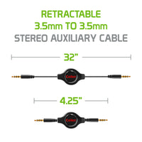 CN3535RBKB - Cellet Black Retractable 3.5mm Pin to 3.5mm Input Stereo Audio Cable