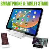 PHDA108WT - Cellet Universal Smartphone & Tablet Stand Holder, Non-Slip Silicone Desktop Phone Dock, Compatible with iPhone, Samsung Galaxy, iPad, Android Tablets, Desk Stand for Home, Office, Kitchen & Travel