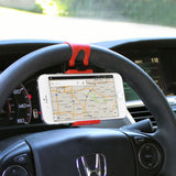 PHHD100 - Universal Steering Wheel Phone Mount Holder - Adjustable Handlebar Cradle Clamp Fits iPhone 16 15 14 13 Pro Black, Fits Standard Devices 2.1" to 3.1" Wide, Stroller & Exercise Bike Bracket