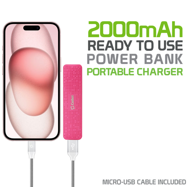 BC2000PK- 2000mAh Power Bank/Portable Charger (Micro USB Cable is included) - Pink