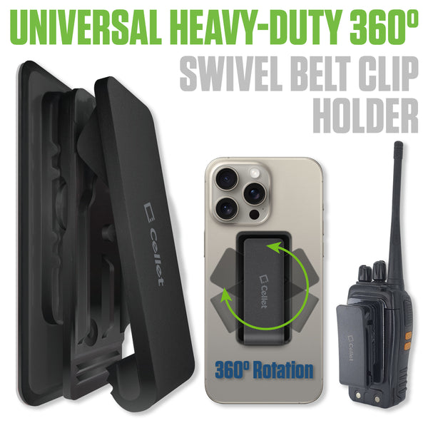 CLIPHDBK - Cellet Universal Heavy Duty 360 degree Swivel Belt Clip Holder for Smartphones