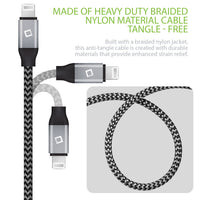 DA8T10BRBK - Cellet Heavy-Duty Nylon Braided Lightning Cable – 10FT (Apple MFi Certified)