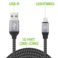 DA8T10BRBK - Cellet Heavy-Duty Nylon Braided Lightning Cable – 10FT (Apple MFi Certified)