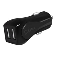 PUSBE21BK - Cellet Prism RapidCharge 12W 2.4A Dual USB Car Charger for Android and Apple Devices - Black