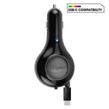 PUSBC30R - Cellet 3A / 15W USB-C Retractable Car Charger for iPhone 15 Series, Samsung Galaxy S24 Series & more