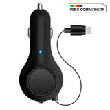 PUSBC30R - Cellet Retractable USB-C Car Charger – 15W Fast Charging, 3.3ft Cable, 3A Output, Blue LED Indicator – Compatible with Apple iPhone 15/16 Series & Android USB-C Devices – Compact, Tangle-Free