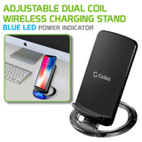 QI300BK - Cellet Adjustable Dual Coil Wireless Charging Stand with Blue LED Power Indicator and Micro USB Cable