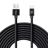 DCA420BK - Cellet 4ft USB-C to USB-A Cable, Heavy-Duty Nylon Braided Charging & Data Sync Cord, 3.5mm Thick Durable Cable, Reversible USB-C Connector for iPhone, Samsung Galaxy, Pixel & More