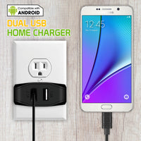 TANN220BK - Cellet Dual USB Home Charger, 10 Watt / 2.1 Amp Wall Charger for Apple iPhone X, 8, 8 Plus, iPad Pro, iPad Mini 4, Samsung Galaxy Note 8, Galaxy S8, S8 Plus, etc.-Cable Sold Separately- Black
