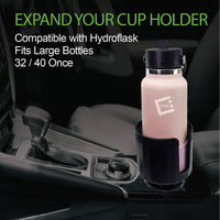 CUPEXT - Expandable Car Cup Holder with Adjustable Base, Fit Big Bottles up to 4 Inch Wide, Compatible with Hydro Flasks 32/40 Ounce, Black