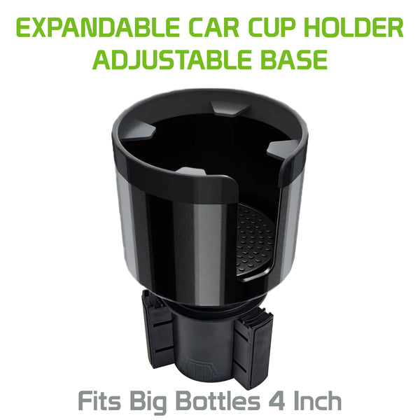 CUPEXT - Expandable Car Cup Holder with Adjustable Base, Fit Big Bottles up to 4 Inch Wide, Compatible with Hydro Flasks 32/40 Ounce, Black