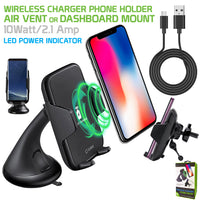 QI600 - 2-in-1 Wireless Charging Phone Mount, Air Vent and Dashboard Mount for Apple and Android Smartphone
