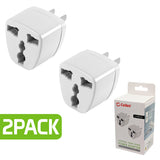 CNFPIN2FA - Cellet Universal Travel Plug Adapter 2 Pack, EU UK Europe Asia to US Outlet Plug Converter, Round to Flat Pin AC Power Adapter for USA Grounded Wall Socket, Compact International Power Plug