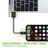 DCA4IN3 - Cellet 3-Pack USB-C to USB-A Short Cable 5-Inch | Durable Nylon Braided Fast Charging & Data Sync Cord | Compatible with iPhone 15/16, Samsung Galaxy S24/FE, Google Pixel, iPad, Tablet, Switch