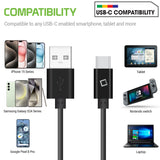 DCA33XBK - Durable 3.3ft (1m) USB-C Data Cable, Fast Charging (2.4Amp)/Data Sync Cable  – Black