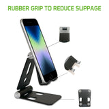 PHALUBK_FA - Adjustable Desktop Stand, Heavy Duty Adjustable Aluminum stand with 270 Degree Rotation for Smartphones, Tablets, iPads and Nintendo Switch – Black