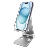 PHALUSL - Table Desktop Phone Stand Smartphone Holder, Portable Resilient Aluminum -Silver