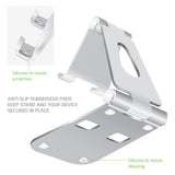 PHALUSL - Table Desktop Phone Stand Smartphone Holder, Portable Resilient Aluminum -Silver