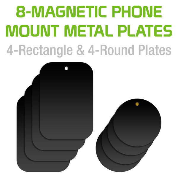 CLCMETALP8 - 8 Heavy Duty Phone Mount Magnets - 4 Rectangle & 4 Round Magnets