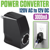 FM3000 - Cellet 120V AC to 12V DC Power Converter Adapter, 3000mA (3A) Output, Cigarette Lighter Socket Plug – Converts Home Wall Outlet to Car Charger Port for Smartphones, GPS, Cameras, Tablets, MP3 Devices
