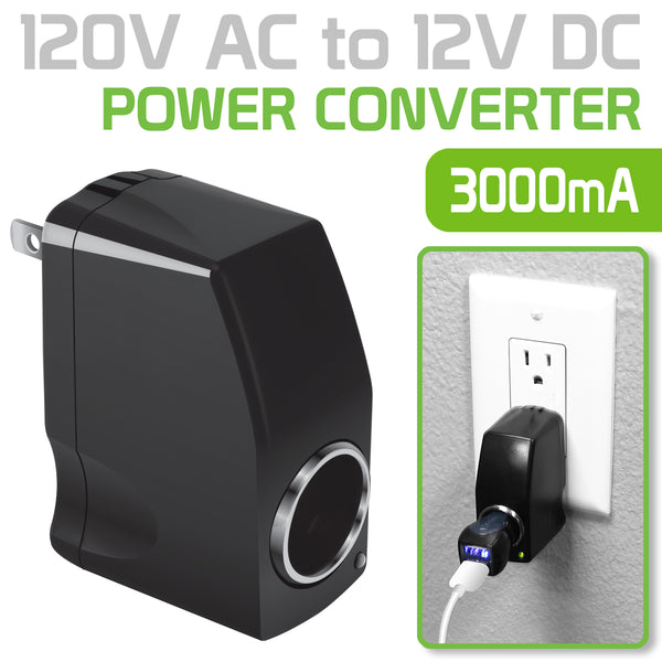 FM3000 - Compact Power Converter, 120V AC to 12 V DC (3000mA) Female Power Converter by Cellet