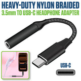 DCAFEMB - USB-C to 3.5mm Female Headphone Adapter, Heavy Duty Nylon Braided Audio Converter