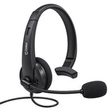 EP35C FA - Cellet Universal Mono 3.5mm Hands-Free Headset with Flexible Boom Microphone – Adjustable Headband, Single-Ear (Mono) Wired Headset for Calls & Office Use