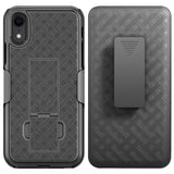 HLIPHXR-  iPhone XR Belt Clip Holster & Shell Case with Kickstand Heavy Duty Protection