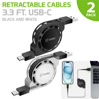 DCA1R - 2 Pack Retractable USB Type C Data Sync and Charge Cables