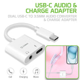 DCAPOWER - USB-C Audio & Charge Adapter – Dual USB-C to 3.5mm Audio Converter & Charge Adapter