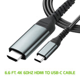 DCHDMI6 - Cellet 4K/60Hz HDMI to USB-C Cable, 6.6 ft. Type-C to HDMI Cable Compatible to iPad Pro 11in/12.9in, MacBook Air 2018/2017/2016, Google Chromebook Pixel, Nintendo Switch, Huawei MacBook - Space Gray
