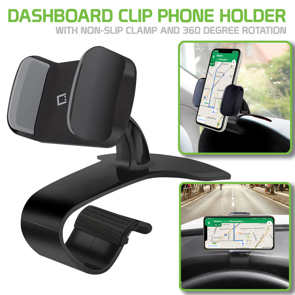 PHD255 - Dashboard Clip Phone Holder – Non-Slip Clamp & 360° Rotation – Universal Car Mount for Safe and Hands-Free Driving