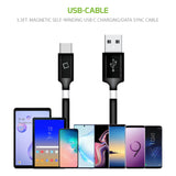 DCACOIL3BK - 3.3ft. (1m) Magnetic USB-C Cable, Magnetic Self Winding USB-C Charging and Data Sync Cable Cellular Phones, Tablets, GPS and other USB-C Enabled Devices – Black