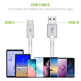 DCACOIL3WT - 3.3ft. (1m) Magnetic USB-C Cable, Magnetic Self Winding USB-C Charging and Data Sync Cable Cellular Phones, Tablets, GPS and other USB-C Enabled Devices – White