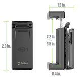 CLIPHDB - Cellet Heavy-Duty 360 Rotating Belt Clip Holder & Smartphone Holster Mount with Built-in Kickstand, Universal Adjustable Vertical Spring Clamp and Anti-Slip Rubber Pads for Cell Phones Cases Up to 3.5"