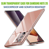 CCSAMN20CL - Crystal Clear Case for Samsung Galaxy Note 20, Ultra Slim Thin Shockproof Protective Phone Cover, Military Grade Drop Tested, Anti-Scratch PC Back & Flexible TPU Bumper, Supports Wireless Charging